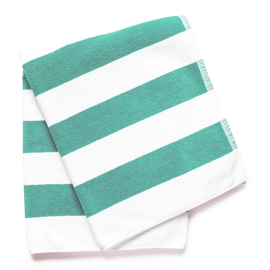 Green and white discount striped beach towels