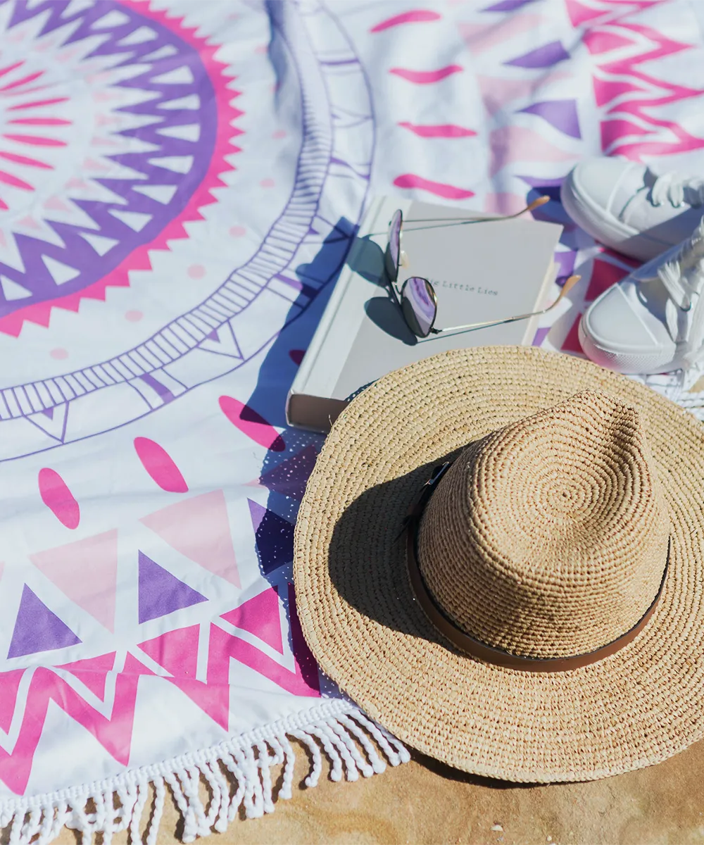 Round Beach Towel - Pink Bahamas